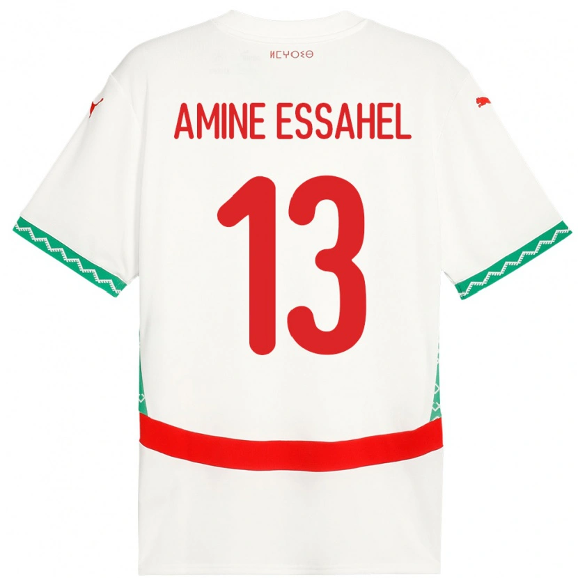 Danxen Kinderen Marokko Mohamed Amine Essahel #13 Wit Uitshirt Uittenue 24-26 T-Shirt