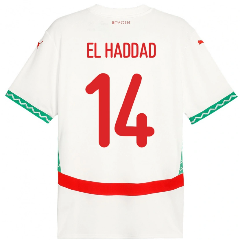 Danxen Kinderen Marokko Saad El Haddad #14 Wit Uitshirt Uittenue 24-26 T-Shirt