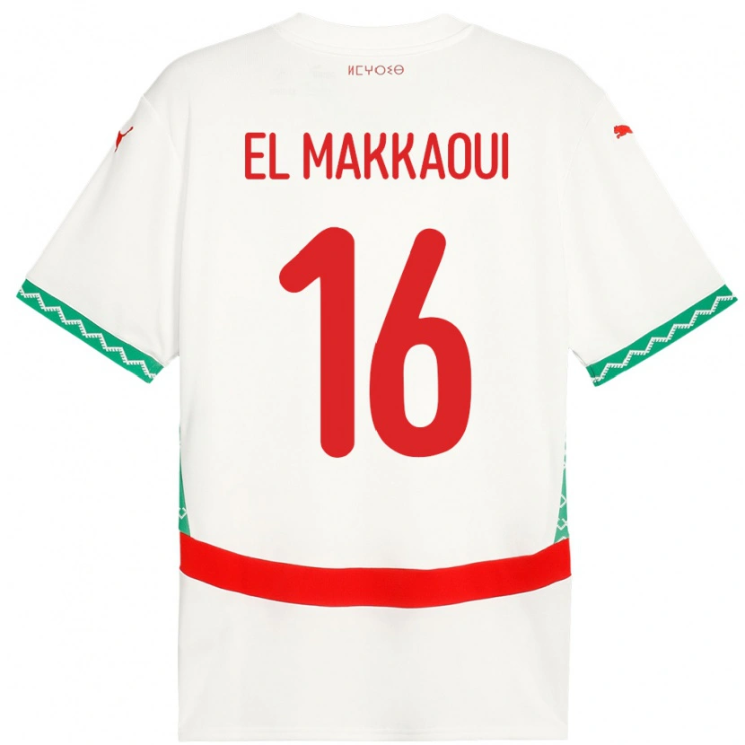 Danxen Kinderen Marokko Anas El Makkaoui #16 Wit Uitshirt Uittenue 24-26 T-Shirt