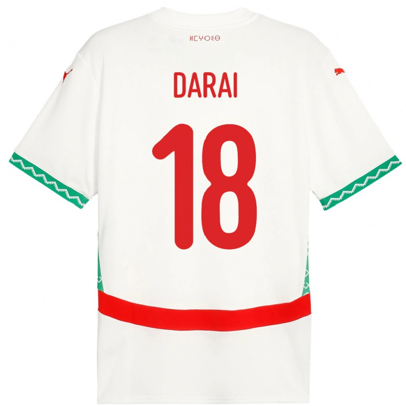 Danxen Kinderen Marokko Hamza Darai #18 Wit Uitshirt Uittenue 24-26 T-Shirt