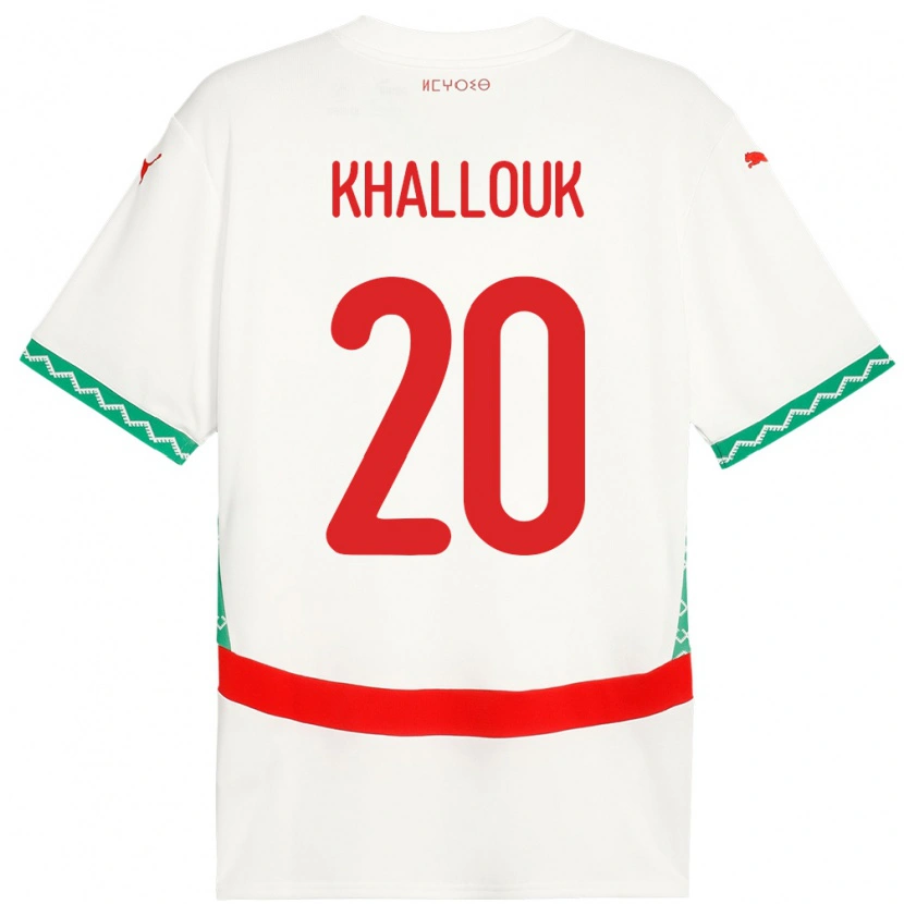 Danxen Kinderen Marokko Bachir Khallouk #20 Wit Uitshirt Uittenue 24-26 T-Shirt