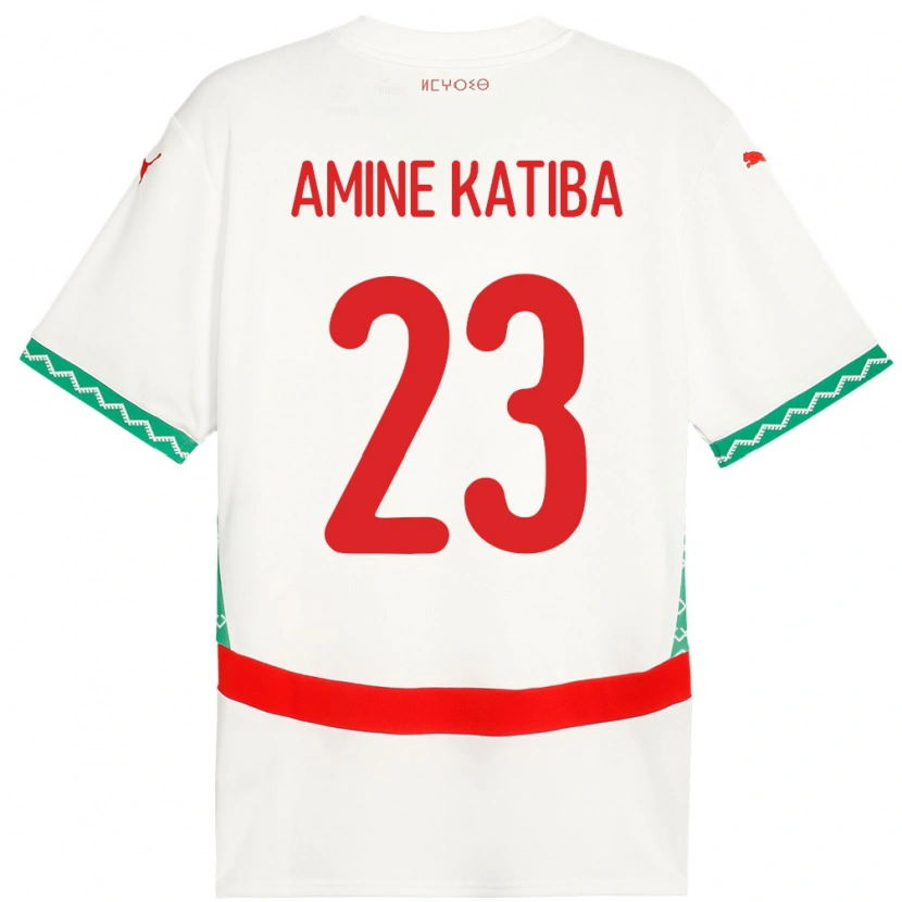 Danxen Kinderen Marokko Mohamed Amine Katiba #23 Wit Uitshirt Uittenue 24-26 T-Shirt