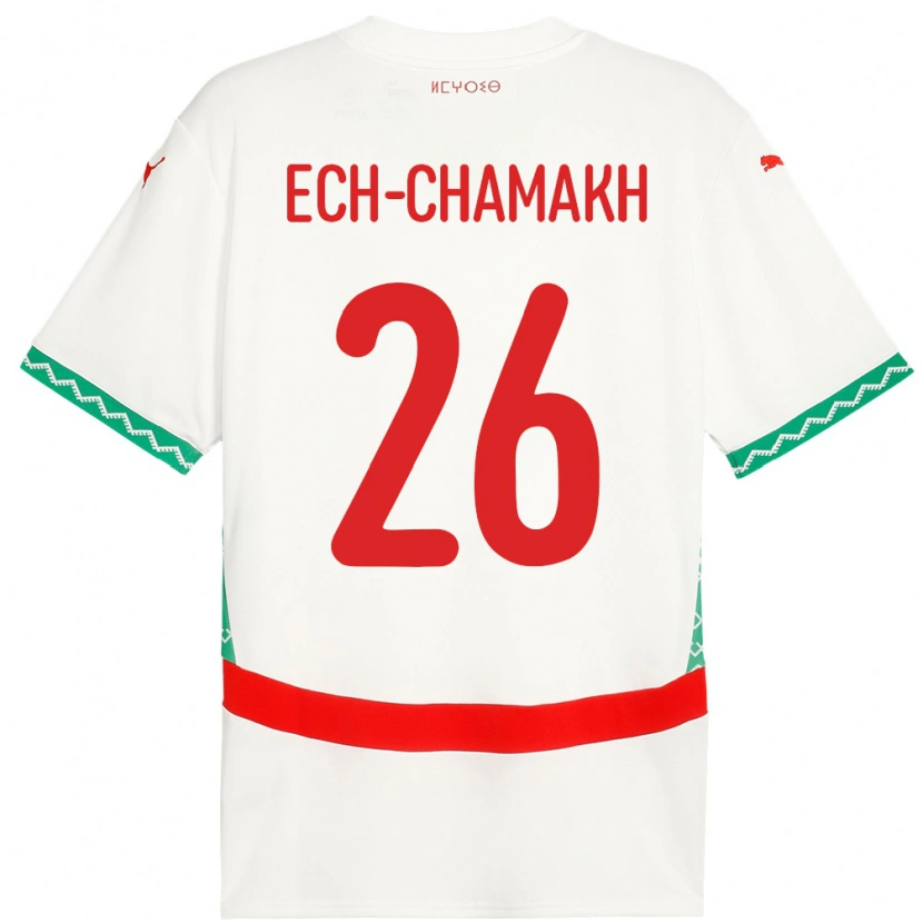 Danxen Kinderen Marokko Jamal Ech-Chamakh #26 Wit Uitshirt Uittenue 24-26 T-Shirt