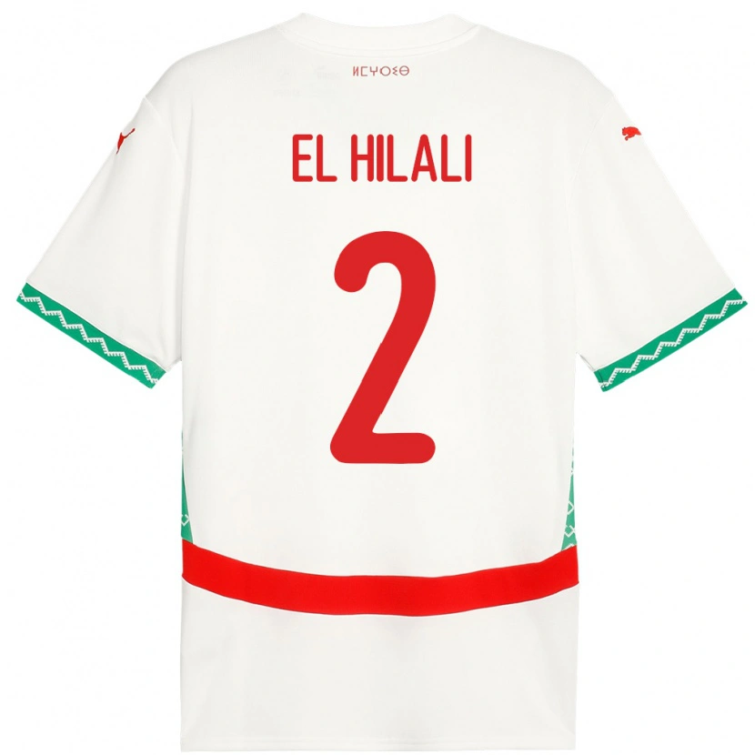 Danxen Kinderen Marokko Omar El Hilali #2 Wit Uitshirt Uittenue 24-26 T-Shirt