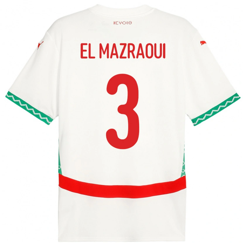 Danxen Kinderen Marokko Noussair El Mazraoui #3 Wit Uitshirt Uittenue 24-26 T-Shirt