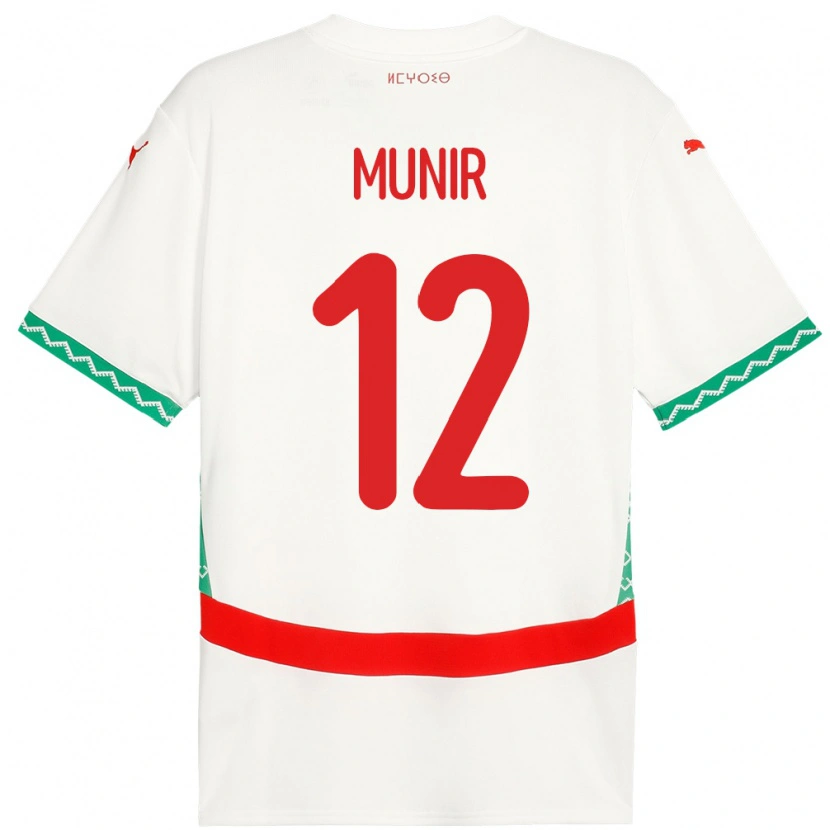 Danxen Kinderen Marokko Munir #12 Wit Uitshirt Uittenue 24-26 T-Shirt
