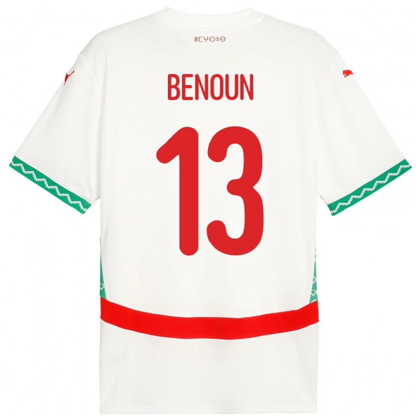 Danxen Kinderen Marokko Badr Benoun #13 Wit Uitshirt Uittenue 24-26 T-Shirt
