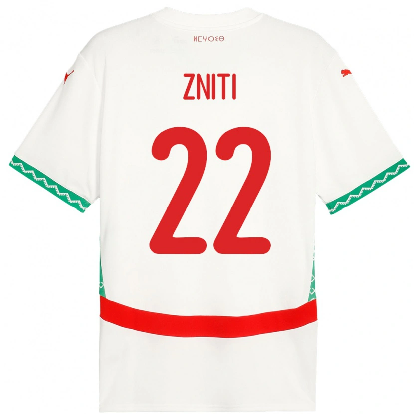 Danxen Kinderen Marokko Anas Zniti #22 Wit Uitshirt Uittenue 24-26 T-Shirt