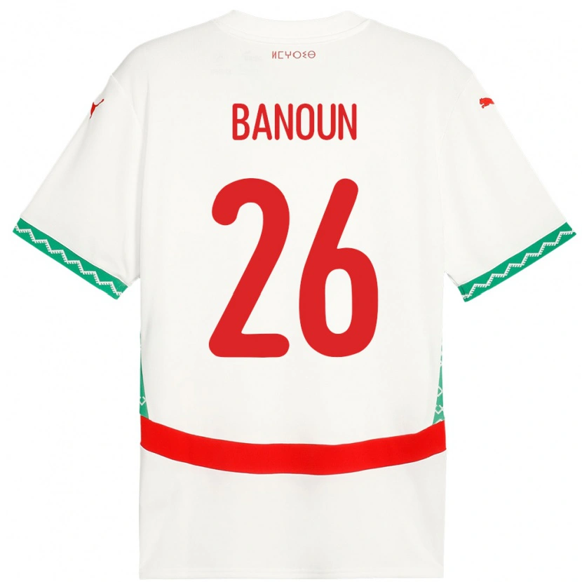 Danxen Kinderen Marokko Badr Banoun #26 Wit Uitshirt Uittenue 24-26 T-Shirt