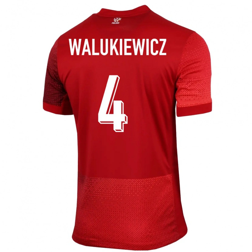 Danxen Kinderen Polen Sebastian Walukiewicz #4 Rood Uitshirt Uittenue 24-26 T-Shirt
