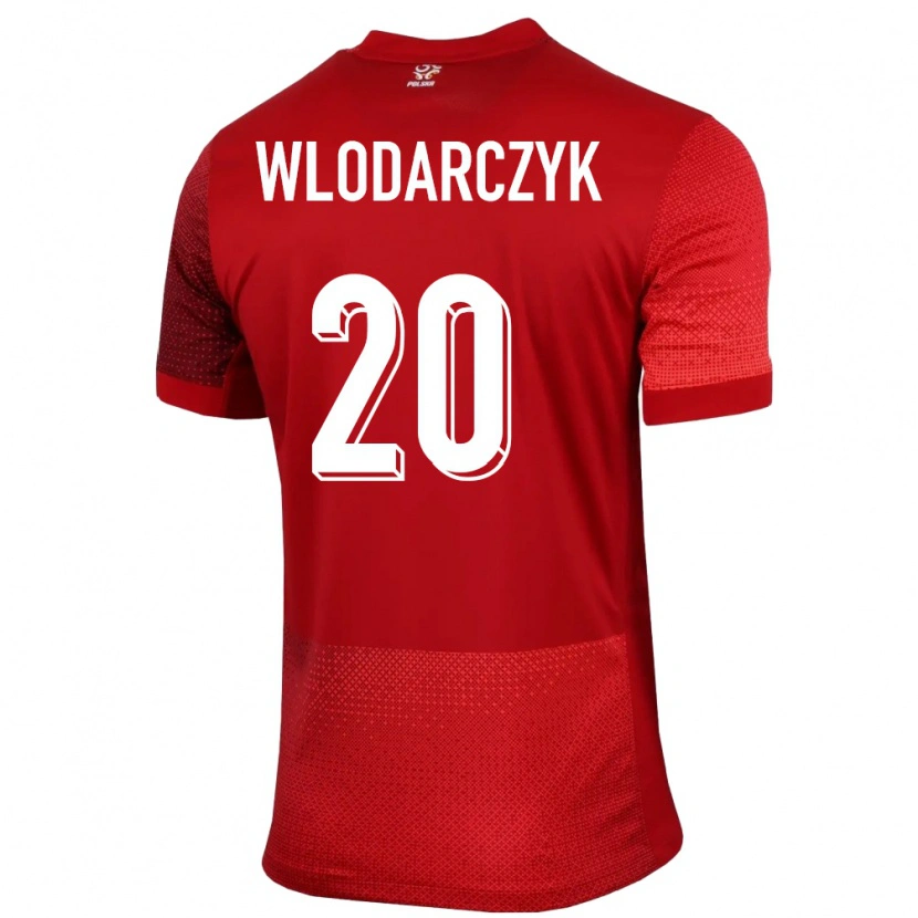 Danxen Kinderen Polen Szymon Wlodarczyk #20 Rood Uitshirt Uittenue 24-26 T-Shirt