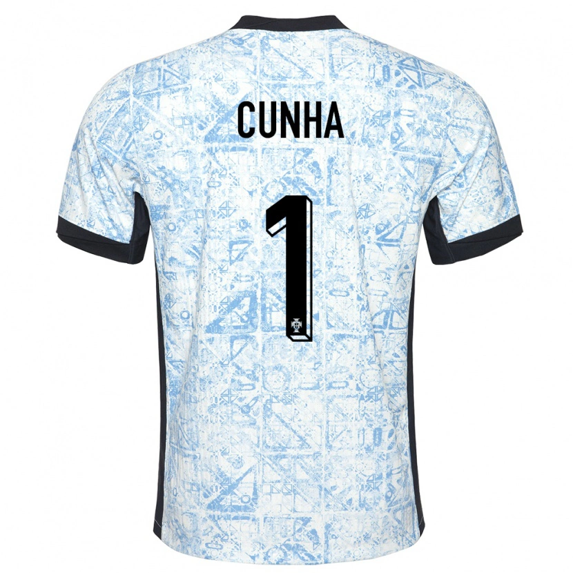 Danxen Kinderen Portugal Romário Cunha #1 Crème Blauw Uitshirt Uittenue 24-26 T-Shirt