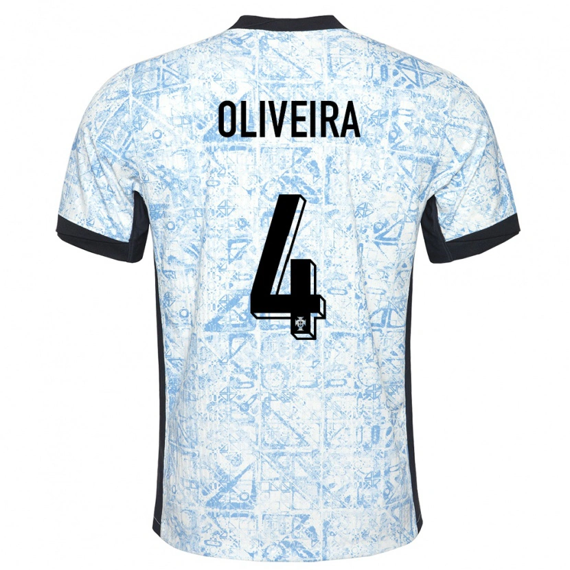 Danxen Kinderen Portugal Gonçalo Oliveira #4 Crème Blauw Uitshirt Uittenue 24-26 T-Shirt