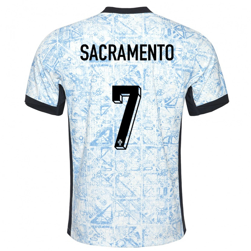 Danxen Kinderen Portugal Medgilson Sacramento #7 Crème Blauw Uitshirt Uittenue 24-26 T-Shirt