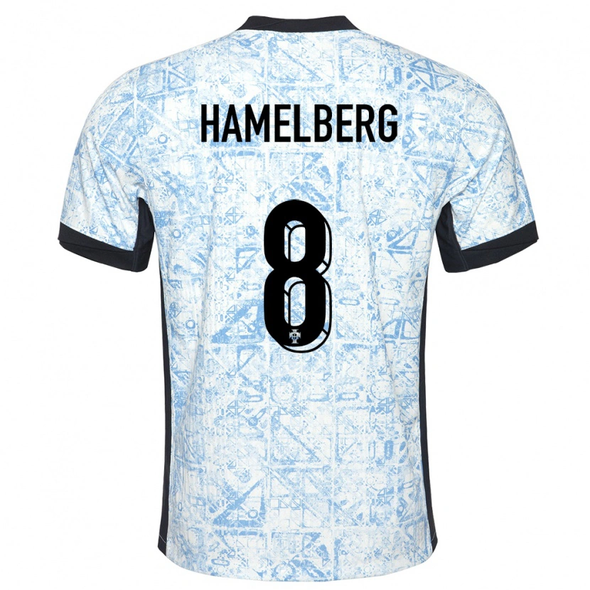 Danxen Kinderen Portugal Eric Hamelberg #8 Crème Blauw Uitshirt Uittenue 24-26 T-Shirt