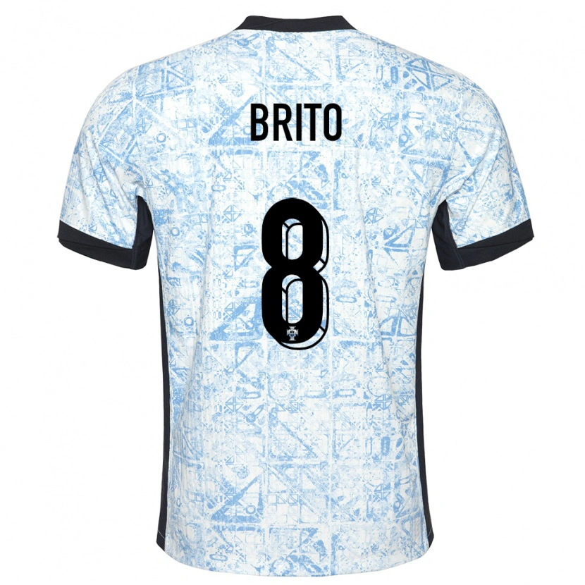 Danxen Kinderen Portugal João Brito #8 Crème Blauw Uitshirt Uittenue 24-26 T-Shirt