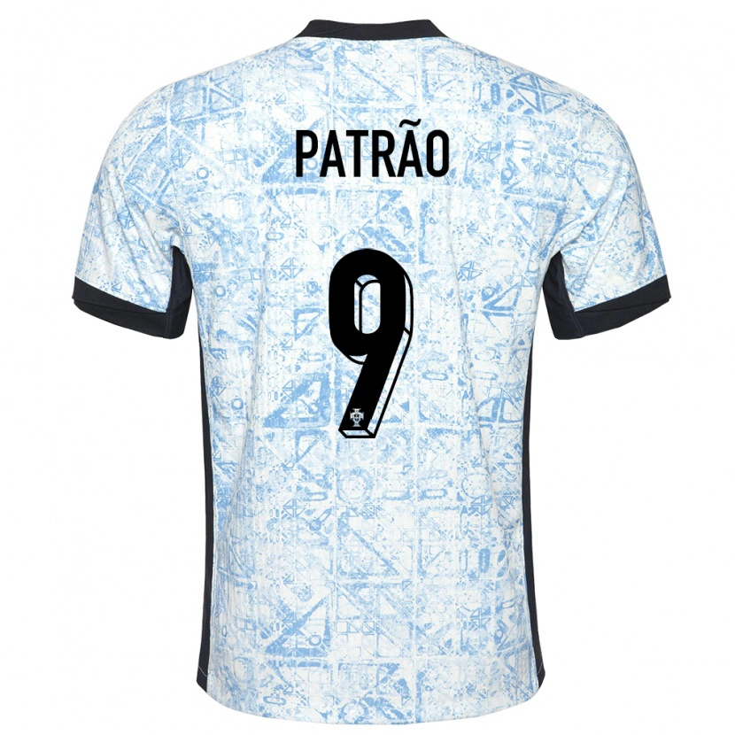 Danxen Kinderen Portugal Afonso Patrão #9 Crème Blauw Uitshirt Uittenue 24-26 T-Shirt