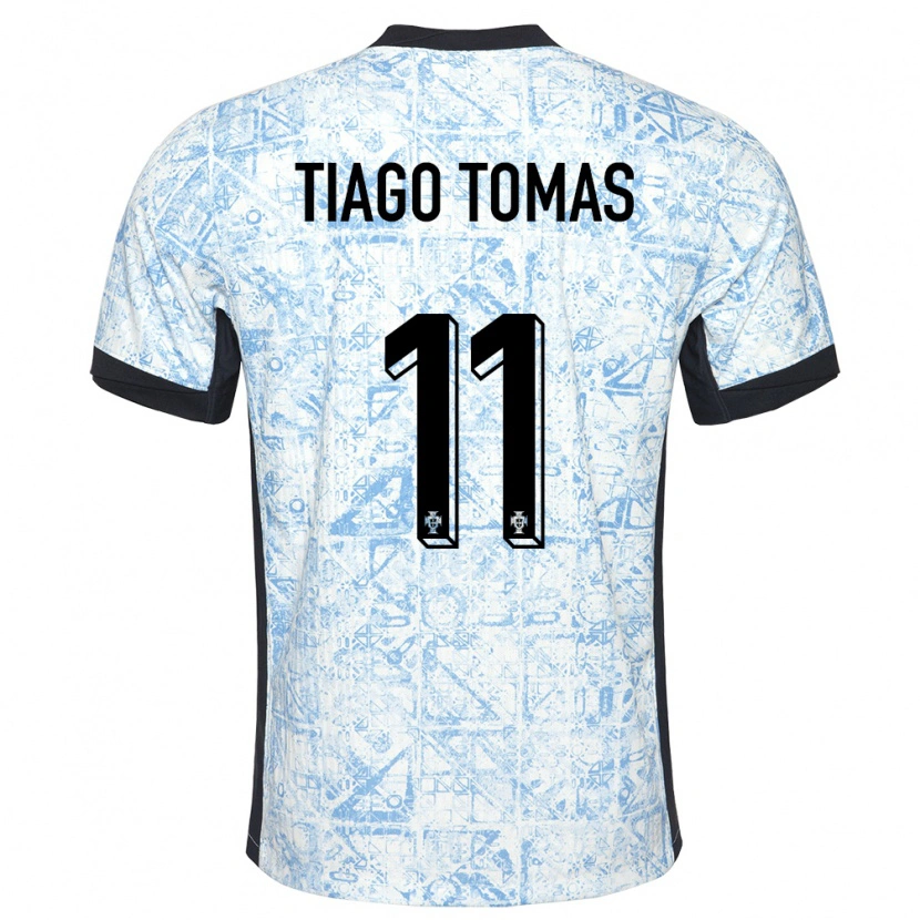 Danxen Kinderen Portugal Tiago Tomás #11 Crème Blauw Uitshirt Uittenue 24-26 T-Shirt