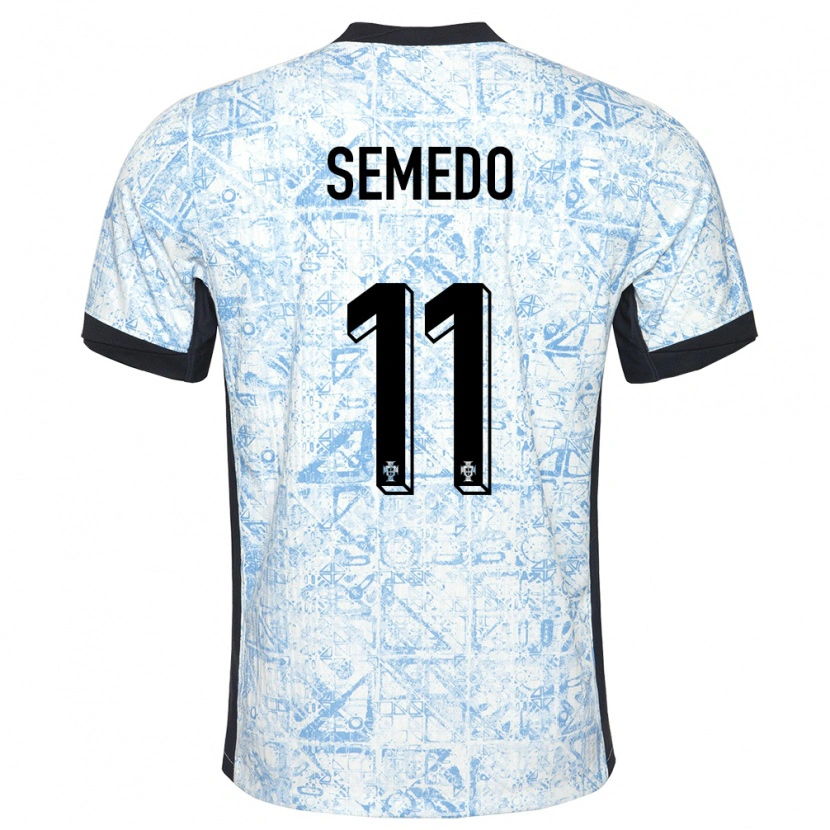 Danxen Kinderen Portugal Vivaldo Semedo #11 Crème Blauw Uitshirt Uittenue 24-26 T-Shirt