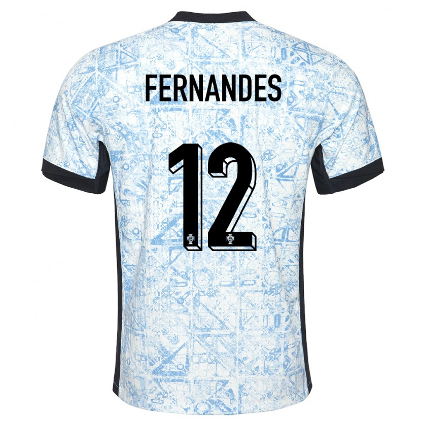 Danxen Kinderen Portugal Diogo Fernandes #12 Crème Blauw Uitshirt Uittenue 24-26 T-Shirt