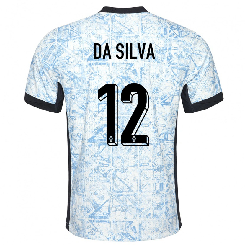 Danxen Kinderen Portugal Rodrigo Da Silva #12 Crème Blauw Uitshirt Uittenue 24-26 T-Shirt