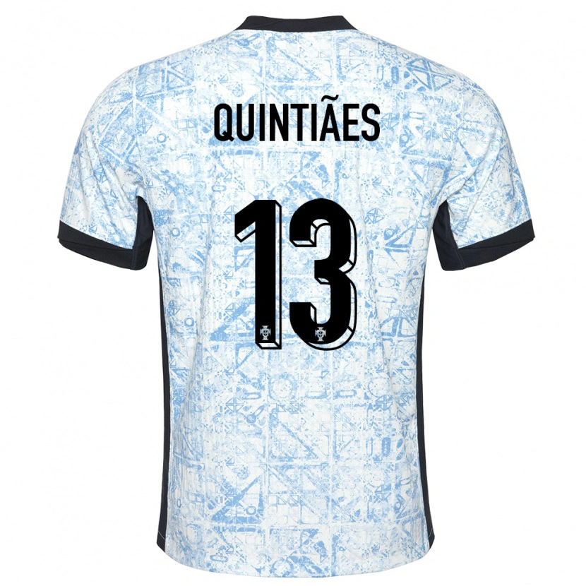Danxen Kinderen Portugal Rodrigo Quintiães #13 Crème Blauw Uitshirt Uittenue 24-26 T-Shirt