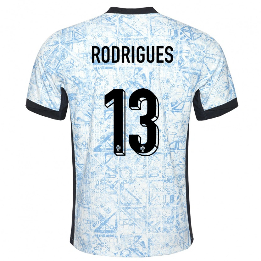 Danxen Kinderen Portugal Paulo Rodrigues #13 Crème Blauw Uitshirt Uittenue 24-26 T-Shirt