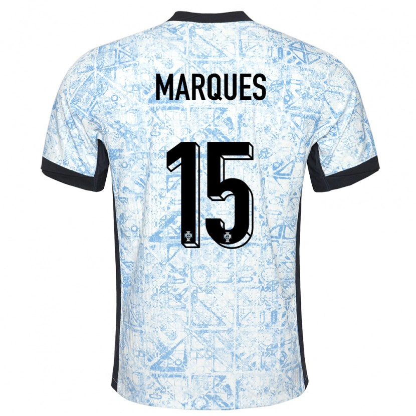 Danxen Kinderen Portugal Christian Marques #15 Crème Blauw Uitshirt Uittenue 24-26 T-Shirt