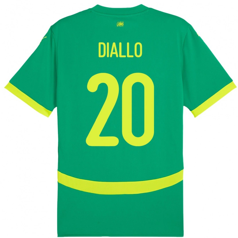 Danxen Kinderen Senegal Habib Diallo #20 Groen Uitshirt Uittenue 24-26 T-Shirt