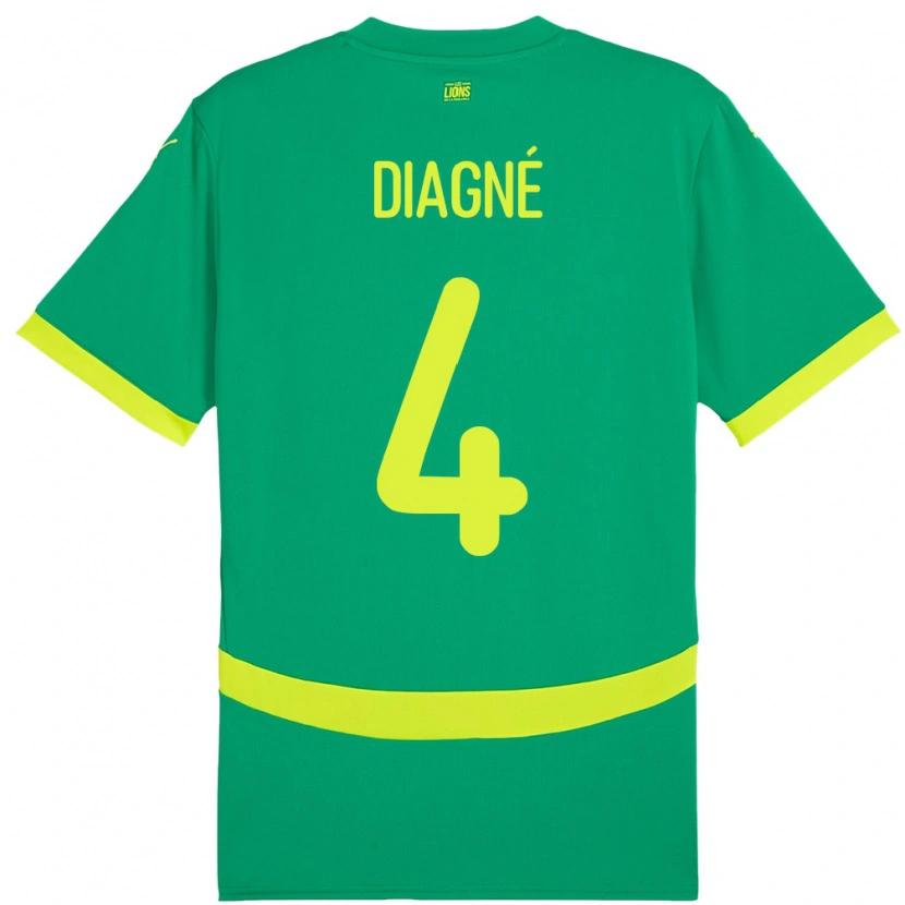 Danxen Kinderen Senegal Cavin Diagne #4 Groen Uitshirt Uittenue 24-26 T-Shirt