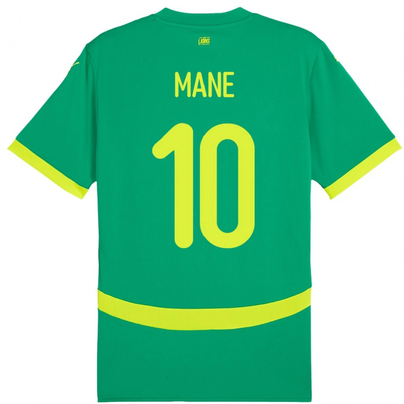 Danxen Kinderen Senegal Sadio Mane #10 Groen Uitshirt Uittenue 24-26 T-Shirt