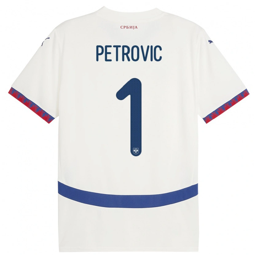 Danxen Kinderen Servië Djordje Petrovic #1 Wit Uitshirt Uittenue 24-26 T-Shirt