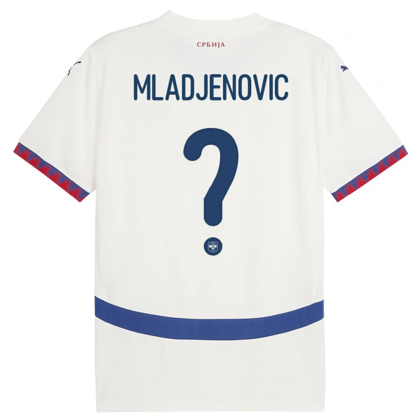 Danxen Kinderen Servië Uros Mladjenovic #0 Wit Uitshirt Uittenue 24-26 T-Shirt