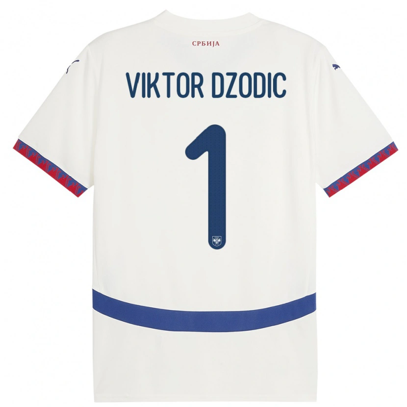 Danxen Kinderen Servië Viktor Dzodic #1 Wit Uitshirt Uittenue 24-26 T-Shirt
