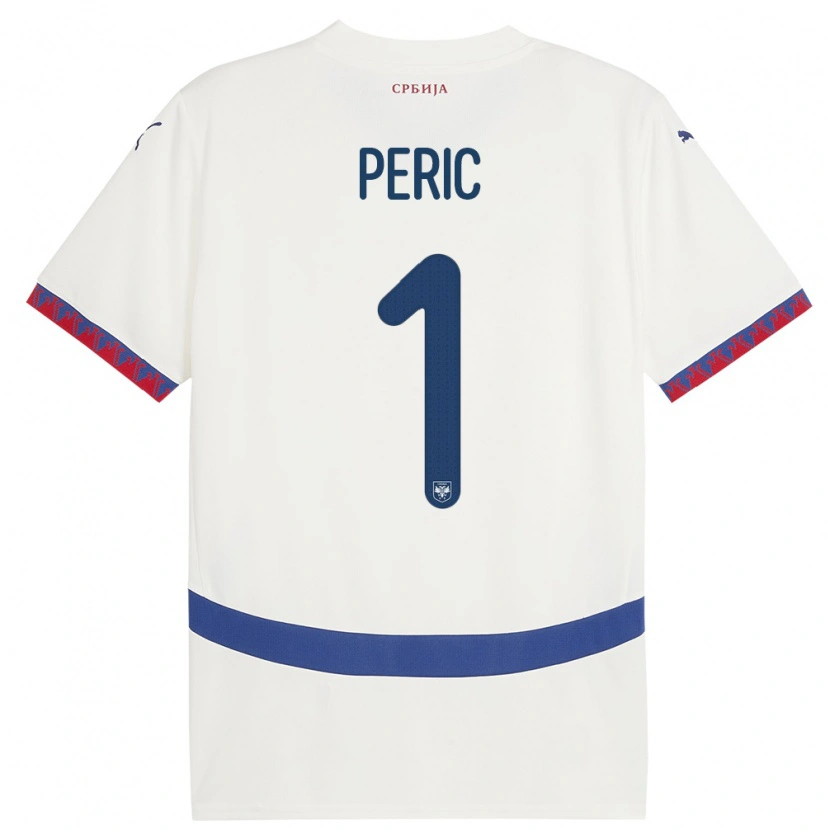 Danxen Kinderen Servië Strahinja Peric #1 Wit Uitshirt Uittenue 24-26 T-Shirt