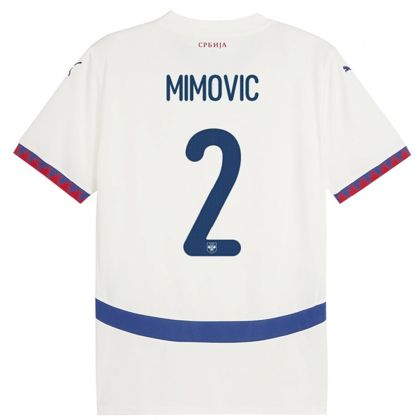 Danxen Kinderen Servië Ognjen Mimovic #2 Wit Uitshirt Uittenue 24-26 T-Shirt