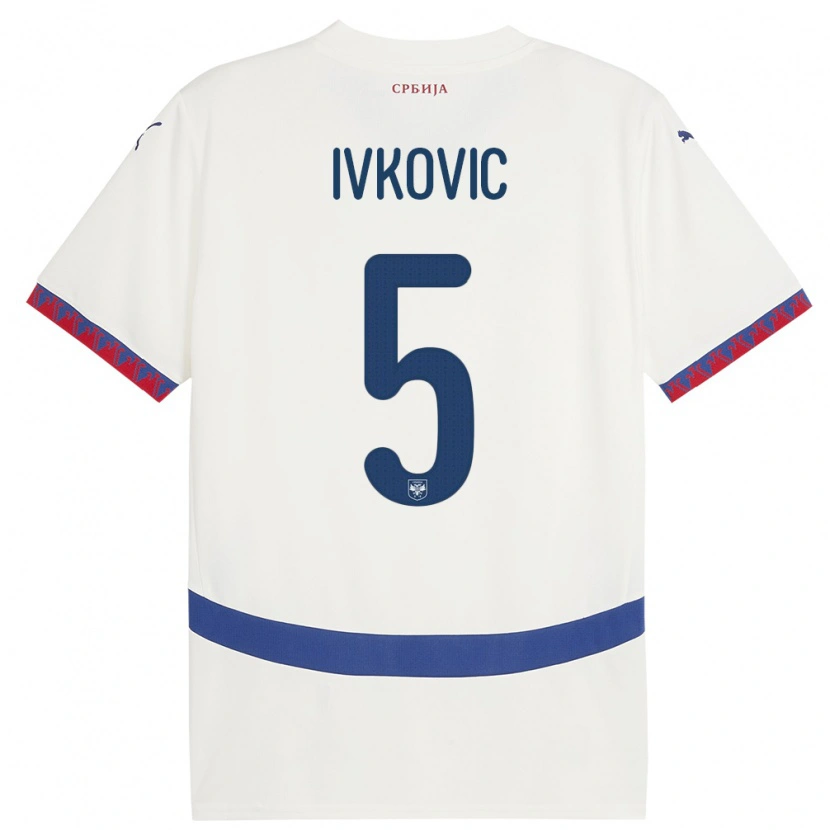 Danxen Kinderen Servië Ognjen Ivkovic #5 Wit Uitshirt Uittenue 24-26 T-Shirt