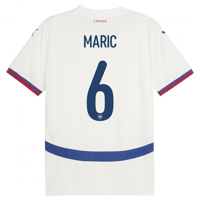 Danxen Kinderen Servië Andrew Maric #6 Wit Uitshirt Uittenue 24-26 T-Shirt