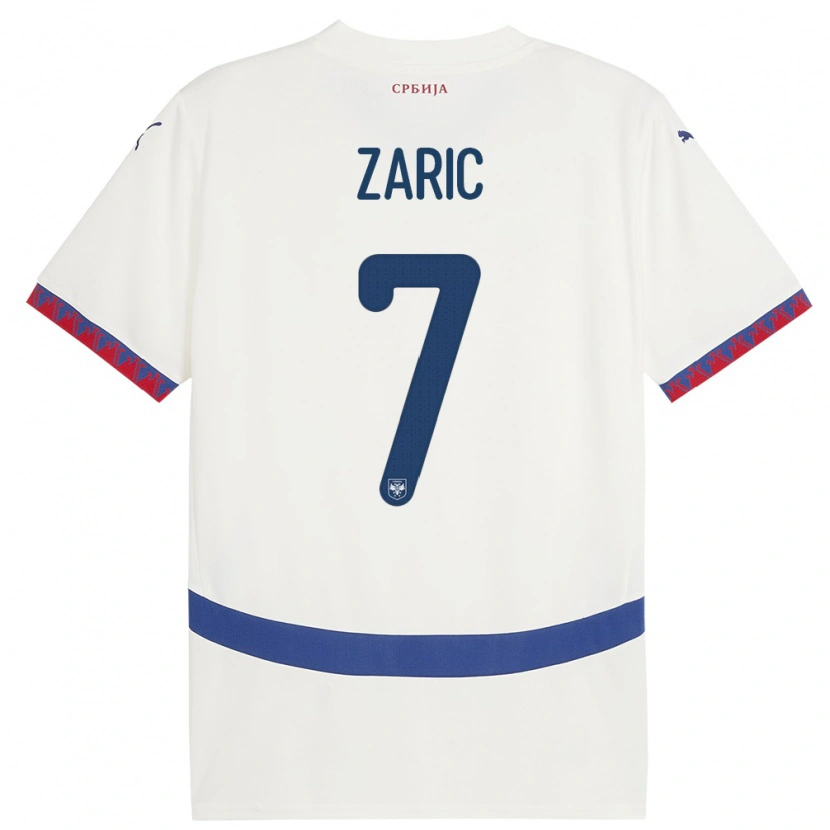 Danxen Kinderen Servië Luka Zaric #7 Wit Uitshirt Uittenue 24-26 T-Shirt