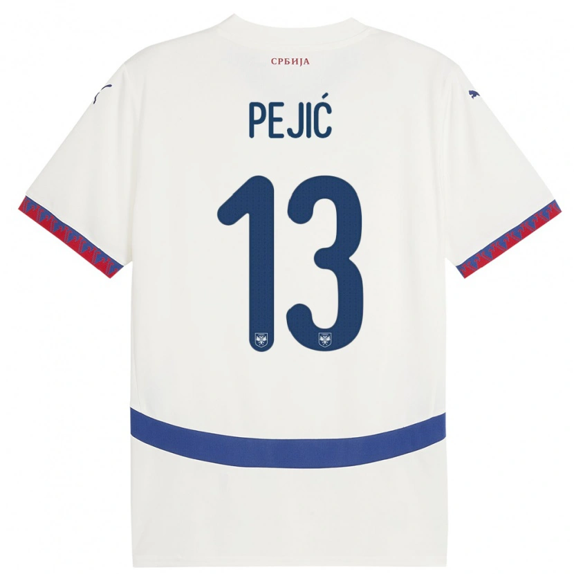 Danxen Kinderen Servië Danilo Pejić #13 Wit Uitshirt Uittenue 24-26 T-Shirt