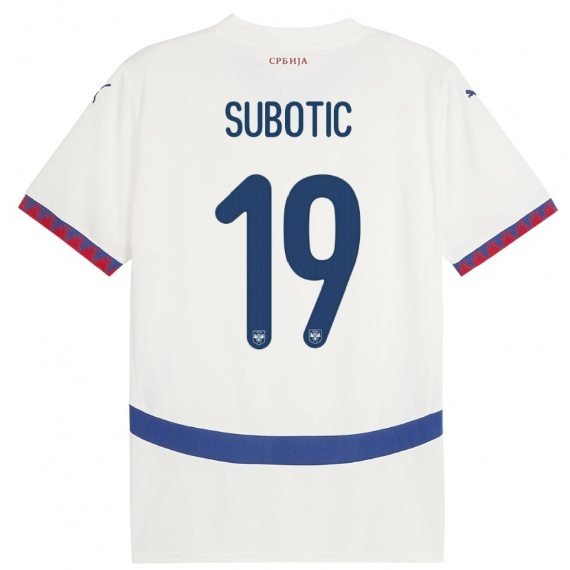 Danxen Kinderen Servië Vasilije Subotic #19 Wit Uitshirt Uittenue 24-26 T-Shirt