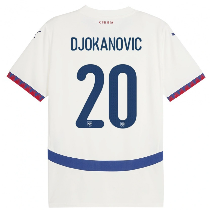 Danxen Kinderen Servië Damjan Djokanovic #20 Wit Uitshirt Uittenue 24-26 T-Shirt