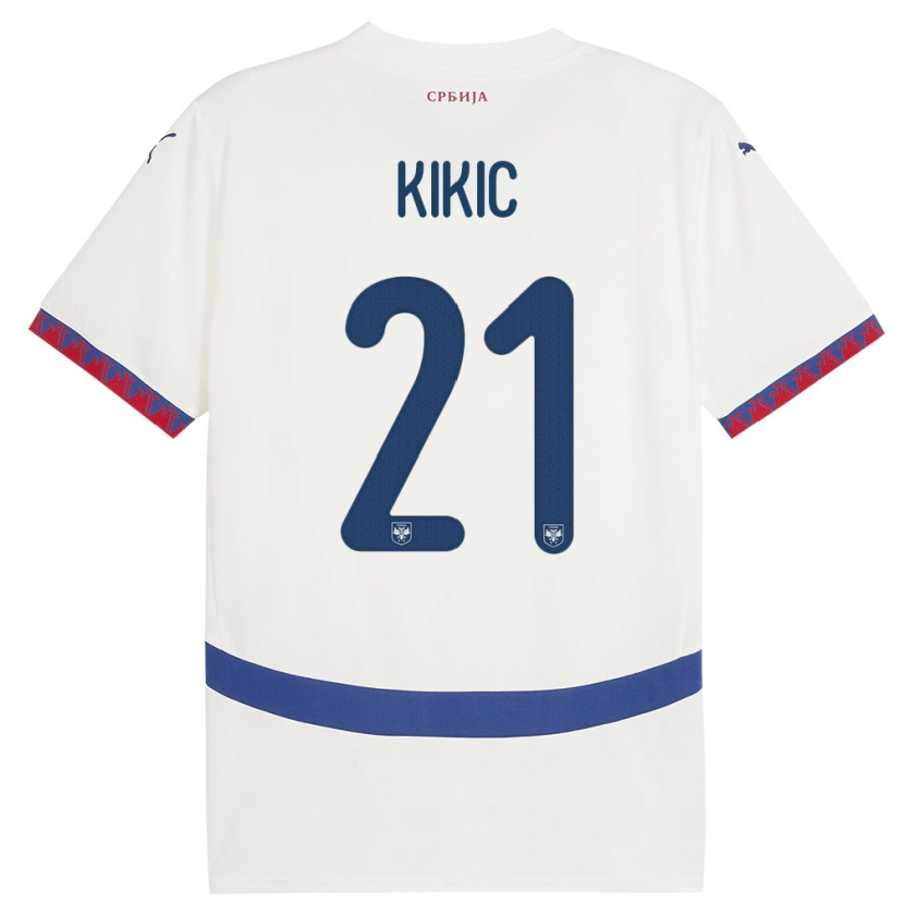 Danxen Kinderen Servië Uros Kikic #21 Wit Uitshirt Uittenue 24-26 T-Shirt