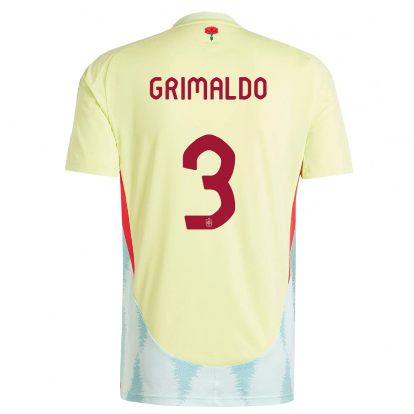 Danxen Kinderen Spanje Alejandro Grimaldo #3 Geel Uitshirt Uittenue 24-26 T-Shirt