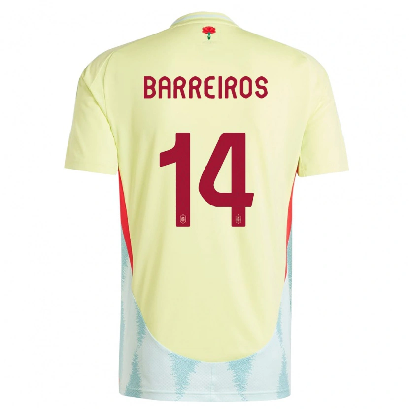 Danxen Kinderen Spanje Iago Barreiros #14 Geel Uitshirt Uittenue 24-26 T-Shirt