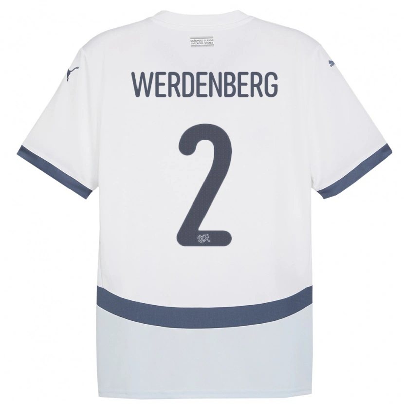 Danxen Kinderen Zwitserland Julien Werdenberg #2 Wit Uitshirt Uittenue 24-26 T-Shirt
