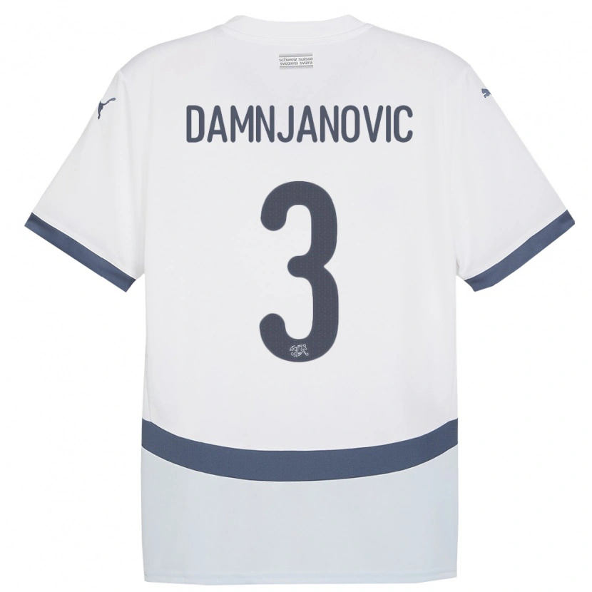 Danxen Kinderen Zwitserland Lazar Damnjanovic #3 Wit Uitshirt Uittenue 24-26 T-Shirt