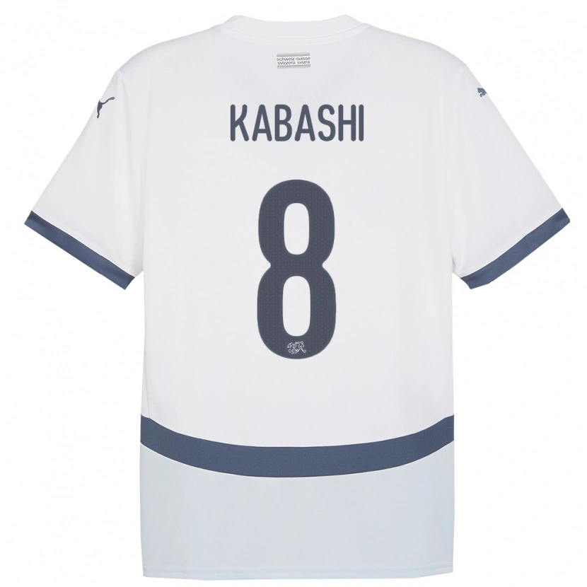 Danxen Kinderen Zwitserland Leart Kabashi #8 Wit Uitshirt Uittenue 24-26 T-Shirt