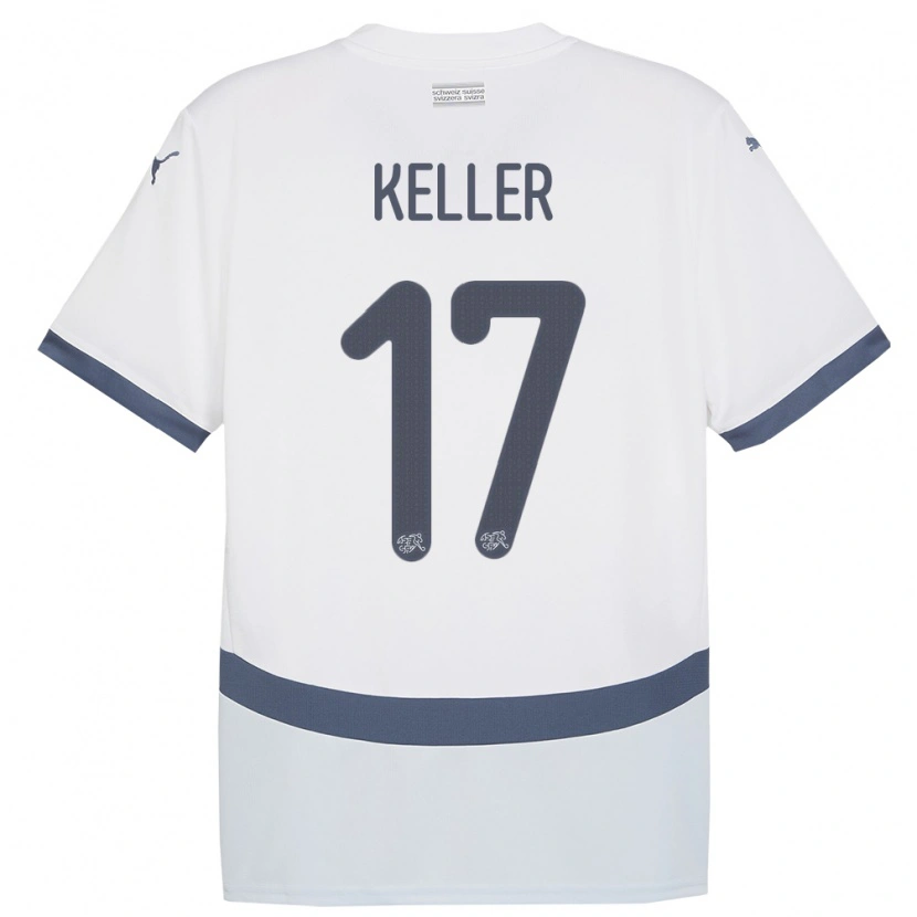 Danxen Kinderen Zwitserland Aaron Keller #17 Wit Uitshirt Uittenue 24-26 T-Shirt