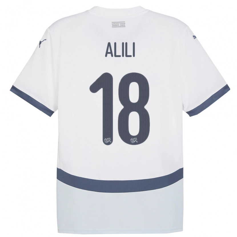 Danxen Kinderen Zwitserland Burak Alili #18 Wit Uitshirt Uittenue 24-26 T-Shirt